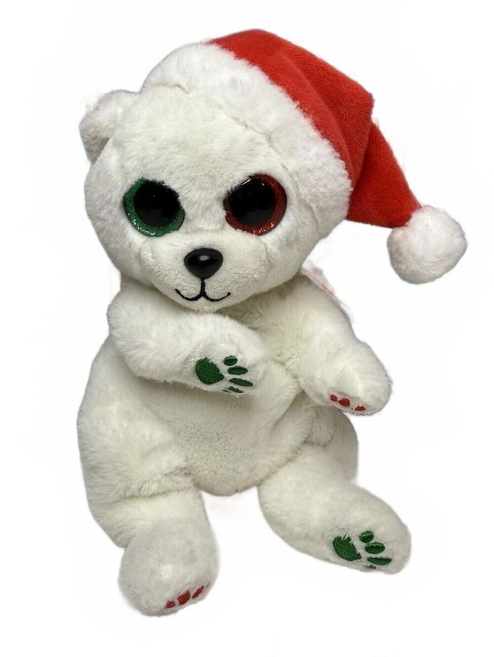 Ty Beanie Bellies Emery Polar Bear Christmas Plush Santa Hat 9"